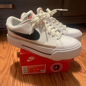 Nike White and Black Court Legacy Sneakers